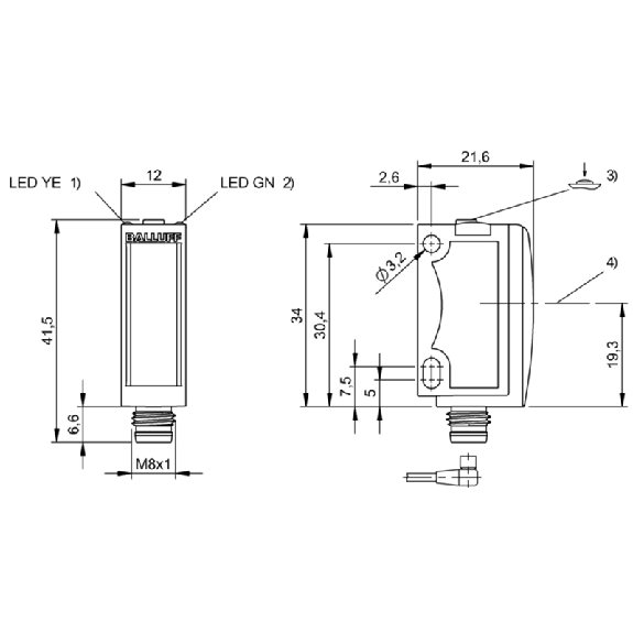 Cellule Bar. reflex transp. PNP P=2m Teach LR LO/DO / M08 4P Cellule Bar. reflex transp. PNP P=2m Teach LR LO/DO / M08 4P-Lire la description