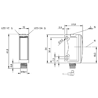 Cellule Bar. reflex transp. PNP P=2m Teach LR LO/DO / M08 4P-Lire la description