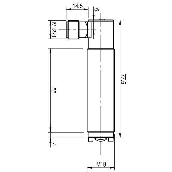 Cellule Directe PNP P=1m Pot. IR LO/DO Laiton Axial / M12 4P Radial-Lire la description