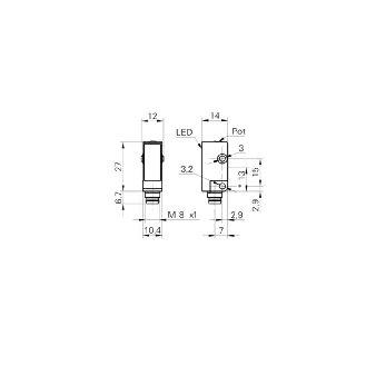Cellule Barrage (R) NPN P=5m LR LO/DO Plast. 10-30Vdc / M08 4P-Lire la description