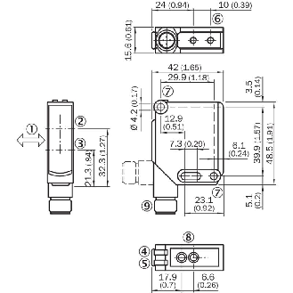 Cellule EAP NPN P=250mm Teach LR LO/DO / M12 4P-Lire la description