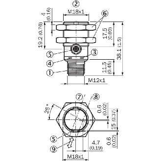 Cellule EAP M18 NPN P=300mm Pot. PinPoint LO/DO Métal Axial / M12 4P-Lire la description