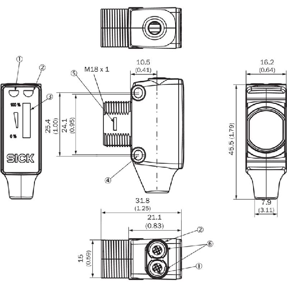 Cellule EAP PNP/NPN P=300mm Pot. PinPoint LO/DO / M12 4P+C0.15m-Lire la description