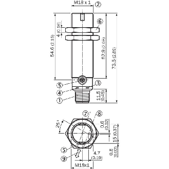 Cellule EAP M18 NPN P=300mm PinPoint LO/DO Métal Axial / M12 4P-Lire la description