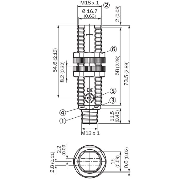 Cellule Barrage M18 PNP P=15m PinPoint LO/DO Plast. Axial / M12 4P-Lire la description