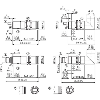 Cellule Directe M18 PNP P=400mm Pot. IR LO Plast. Axial / M12 4P-Lire la description