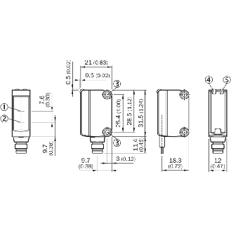 Cellule EAP PNP P=500mm Pot. IR LO 10-30Vdc / M12 4P+C0.3m-Lire la description