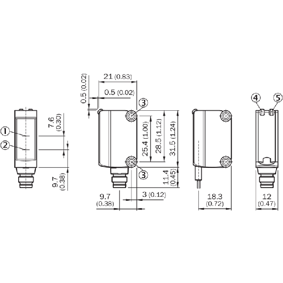 Cellule EAP PNP P=500mm Pot. IR LO 10-30Vdc / M12 4P+C0.3m-Lire la description