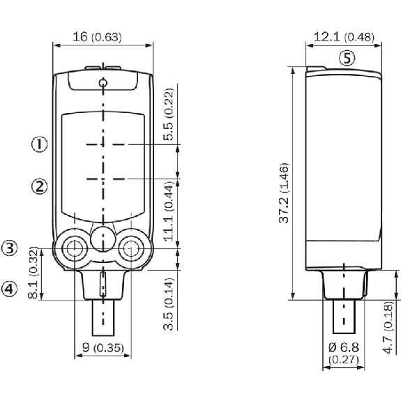 Cellule Bar. reflex PNP/NPN P=4,5m PinPoint DO / Câble 2m-Lire la description