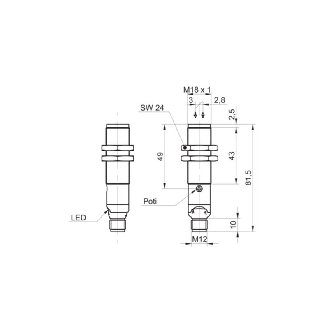 Cellule Bar. reflex M18 NPN P=15m Pot. Laser LO/DO Axial / M12 4P-Lire la description