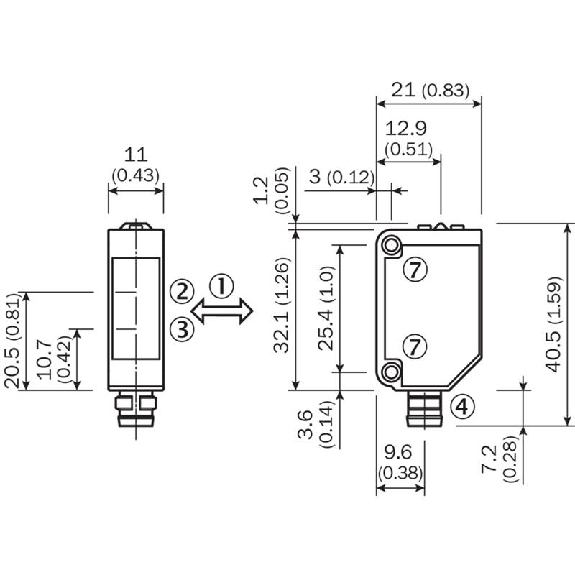 Cellule EAP PNP P=300mm Pot. LR LO/DO Inox / M12 4P+C0.3m-Lire la description
