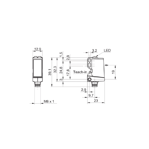 Cellule Barrage (R) PNP P=40m Teach Laser LO/DO / M08 4P-Lire la description