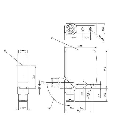 Cellule Bar. reflex transp. PNP P=2m Pot. LR LO/DO / M12 4P-Lire la description