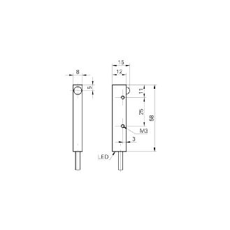 Cellule Barrage (R) M08 PNP P=2,5m LR DO Métal 10-30Vdc / Câble 2m-Lire la description