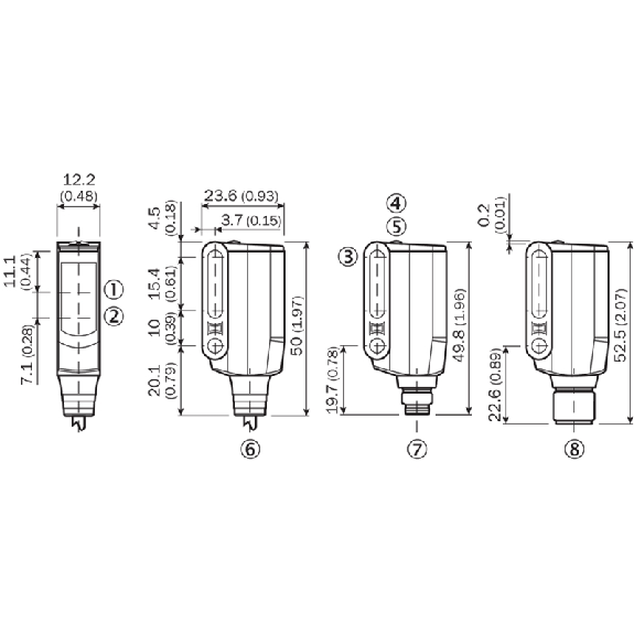 Cellule EAP P=300mm Pot. Laser LO/DO / M12 4P-Lire la description