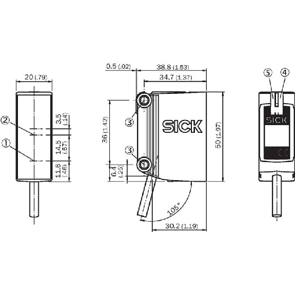 Cellule EAP PNP P=950mm Pot. PinPoint LO/DO 10-30Vdc / Câble 2m-Lire la description