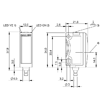 Cellule Bar. reflex PNP P=4m Teach Laser LO/DO / Câble 2m-Lire la description