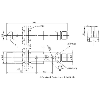 Cellule Bar. reflex M18 NPN P=3m Pot. IR LO/DO Radial Plast. / M12 4P-Lire la description
