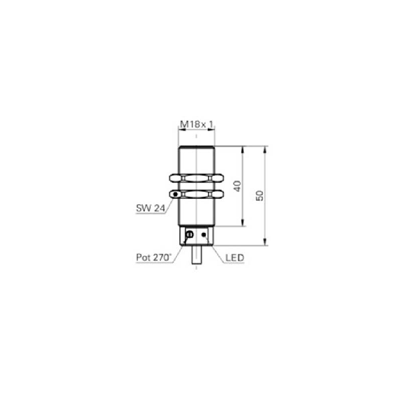 Cellule Directe M18 PNP P=430mm Pot. IR LO Métal Axial / Câble 2m-Lire la description