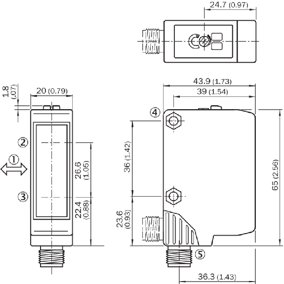 Cellule EAP PNP P=500mm Pot. LR LO / M12 4P Cellule EAP PNP P=500mm Pot. LR LO / M12 4P-Lire la description