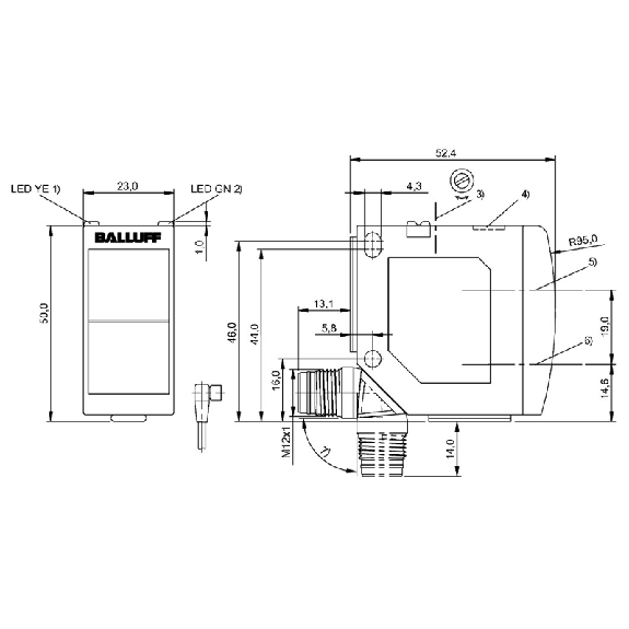 Cellule EAP NPN P=800mm Pot. Laser LO/DO 10-30Vdc / M12 4P-Lire la description