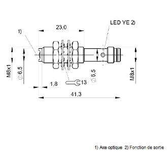 Cellule Directe PNP P=60mm LR LO Ø8x40mm Inox Axial / M08 3P-Lire la description