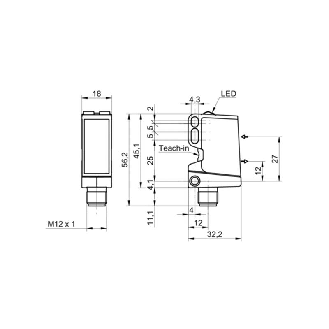 Smartreflect NPN P=600mm qTeach PinPoint LO/DO / M12 4P-Lire la description