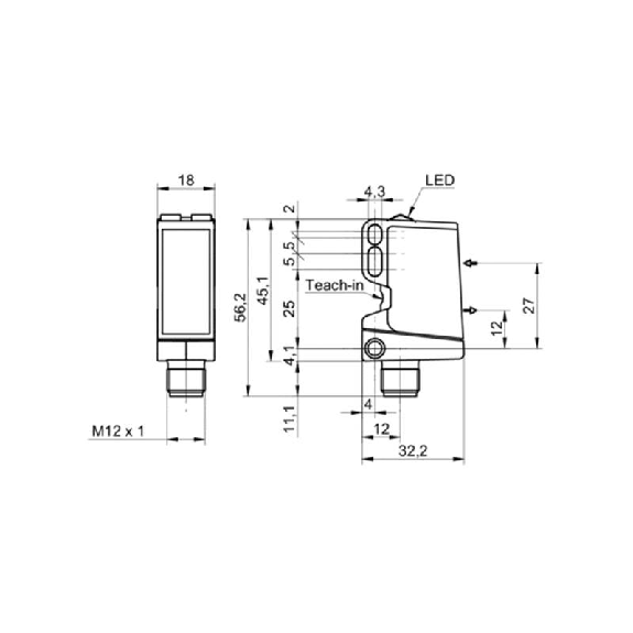 Smartreflect NPN P=600mm qTeach PinPoint LO/DO / M12 4P-Lire la description