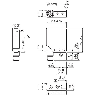 Cellule Bar. reflex PNP/NPN P=530mm Laser LO/DO / M12 5P-Lire la description