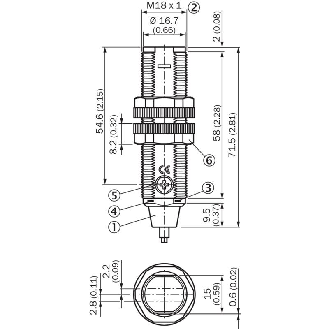 Cellule Directe M18 NPN P=1m PinPoint LO/DO Plast. Axial / Câble 2m-Lire la description