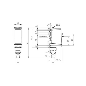 Cellule Bar. reflex Push-Pull P=8m qTeach PinPoint LO/DO / Câble 2m-Lire la description