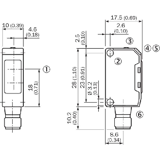 Cellule Barrage PNP P=4.4m Pot. LR LO/DO 10-30Vdc / M08 4P-Lire la description