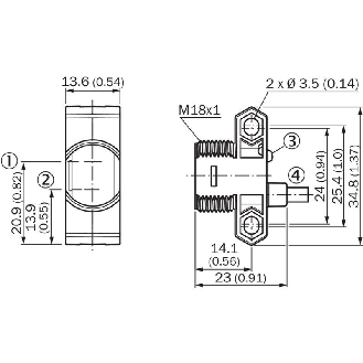 Cellule Bar. reflex PNP P=5m LR DO / M12 4P+C0.15m-Lire la description
