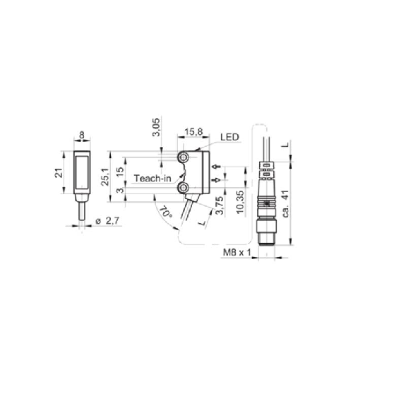 Cellule EAP PushPull P=120mm Teach IOL PinPoint LO/DO M08 4P+C0.2m-Lire la description