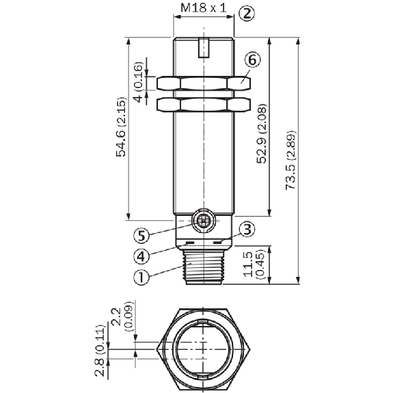 Cellule Bar. reflex M18 PNP P=7,2m Pot. LO/DO Métal Axial / M12 4P-Lire la description