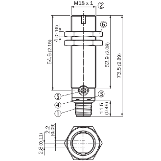 Cellule Bar. reflex M18 PNP P=7,2m Pot. LO/DO Métal Axial / M12 4P-Lire la description