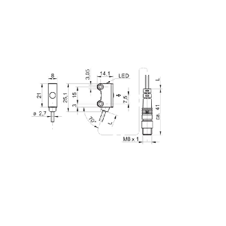 Cellule Barrage (E) P=6m LR E.test / M08 4P+Câble 0.2m PVC-Lire la description