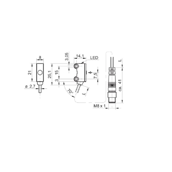 Cellule Barrage (E) P=6m LR E.test / M08 4P+Câble 0.2m PVC Cellule Barrage (E) P=6m LR E.test / M08 4P+Câble 0.2m PVC-Lire la description