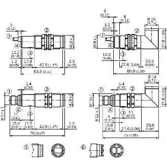 Cellule Directe M18 PNP P=400mm IR LO Plast. Radial / M12 4P-Lire la description