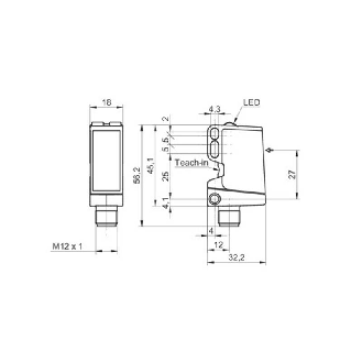 Cellule Barrage (R) NPN P=40m qTeach / M12 4P-Lire la description