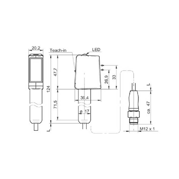 Cellule Bar.reflex transp Push-pull P=6m qTeach IO-L LO/DO / M12 4P-Lire la description