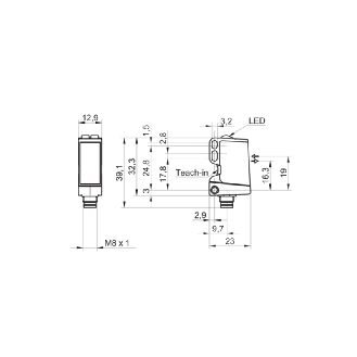 Cellule Bar. reflex NPN P=5m qTeach Laser LO/DO / M08 4P-Lire la description
