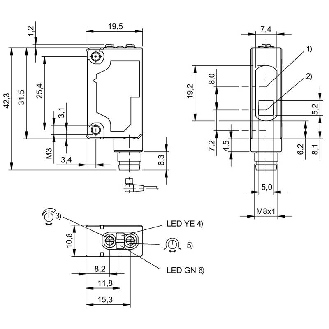 Cellule Bar. reflex PNP P=10m Pot. Laser LO/DO / M08 4P-Lire la description