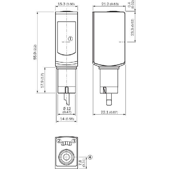 Cellule Bar. reflex PNP P=4,5m Laser DO / M08 4P+C0.15m-Lire la description