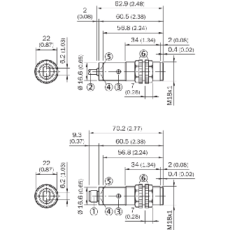 Cellule Bar. reflex M18 PNP P=7m Pot. LR LO/DO Plast. Axial / M12 4P-Lire la description