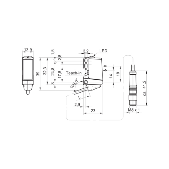 Cellule Bar. reflex PushPull P=6m qTeach PinPoint LO/DO M08 4P+C0.2m-Lire la description