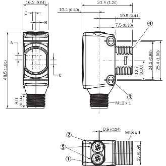 Cellule Bar. reflex PNP P=6,5m PinPoint LO/DO 10-30Vdc / M12 4P-Lire la description
