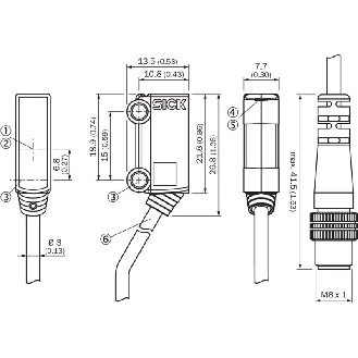 Cellule Bar. reflex PNP P=1.5m PinPoint LO/DO / M08 4P+C0.2m-Lire la description