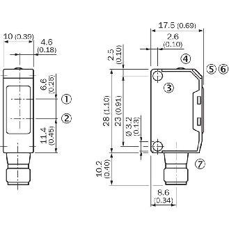 Cellule Directe NPN P=250mm Pot. LR LO/DO 10-30Vdc / M08 4P-Lire la description