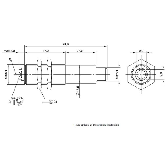 Cellule Barrage (E) M18 P=50m Axial / M12 4P Cellule Barrage (E) M18 P=50m Axial / M12 4P-Lire la description